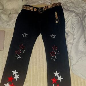Y2K denim print pants